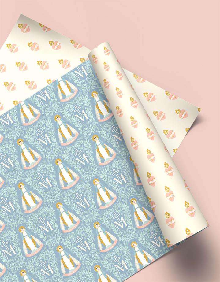 Our Lady of Grace Catholic wrapping paper.