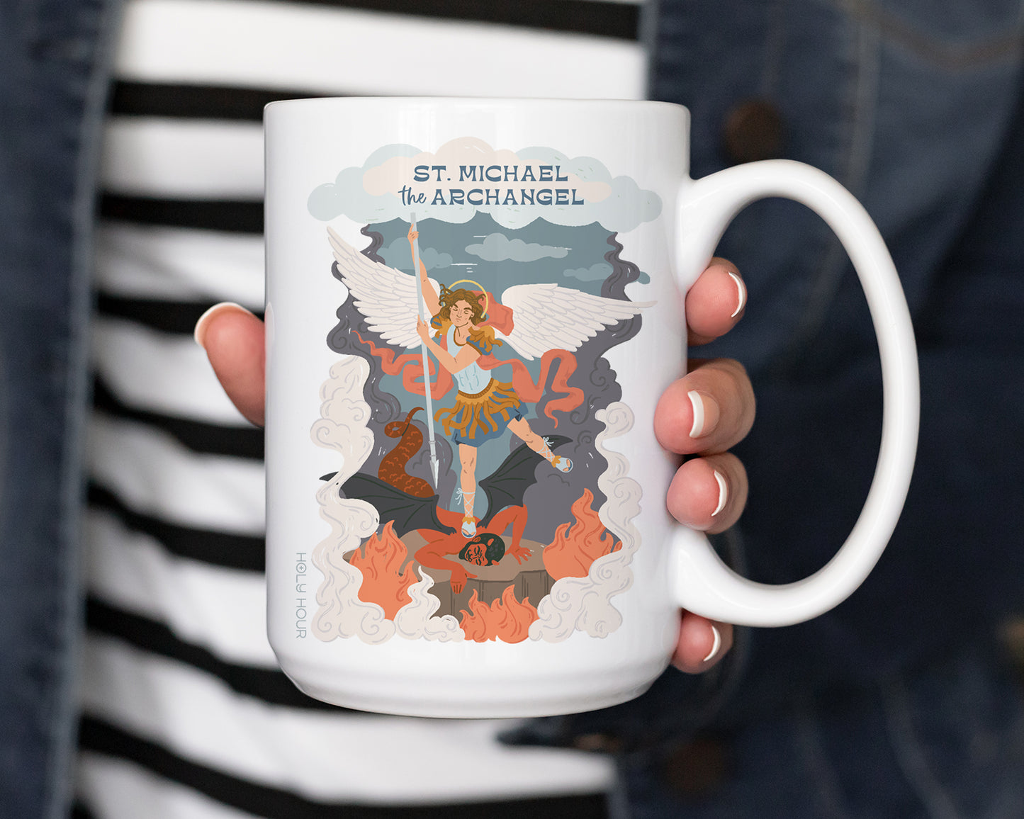 Image of St. Michael the Archangel with prayer on coffee mug