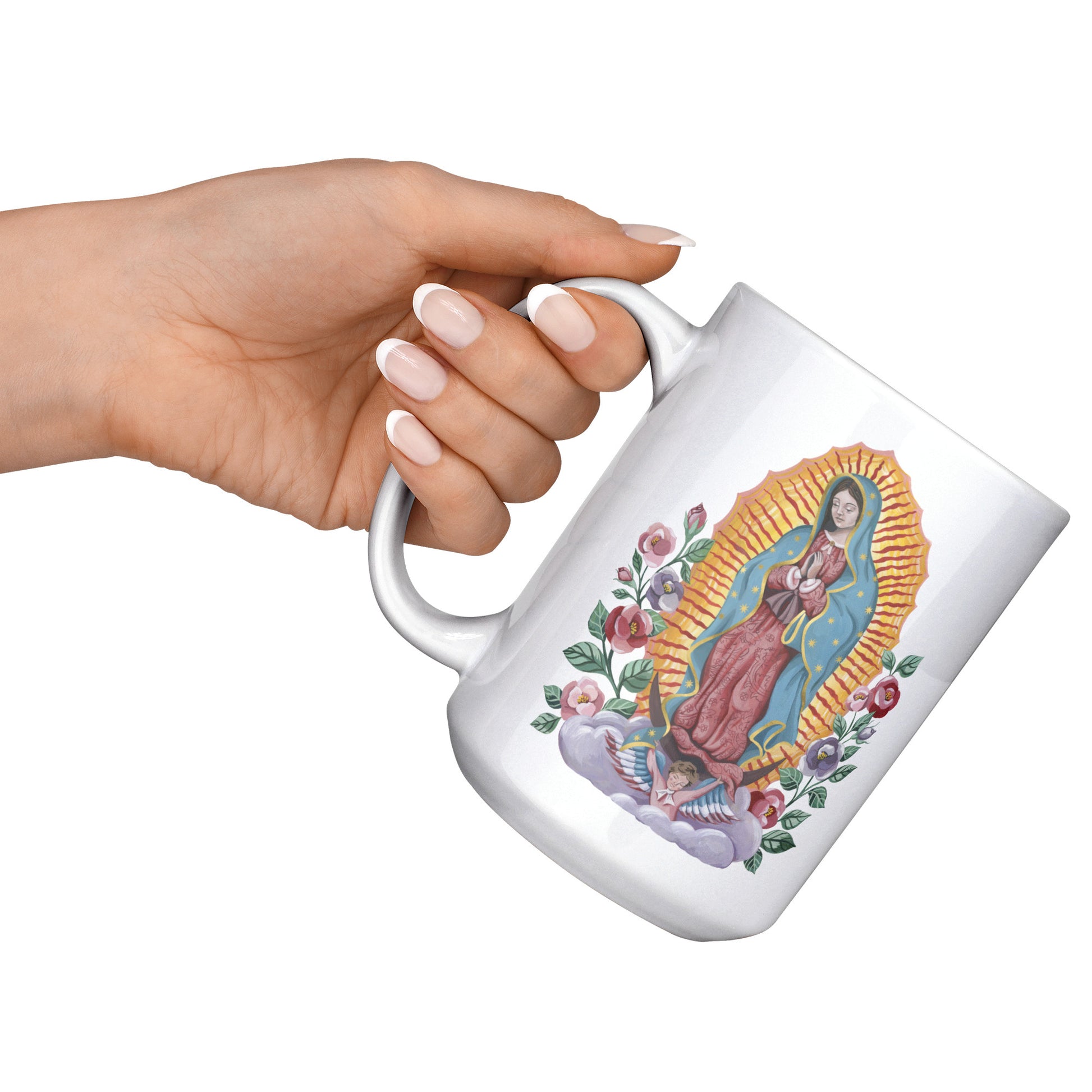 15oz Catholic mug Our Lady of Guadalupe image.