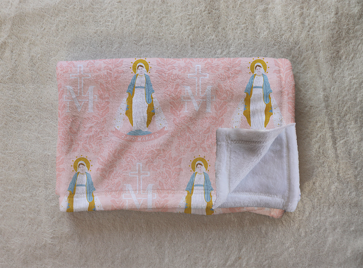 Pink Ave Maria | Catholic Fleece Blanket