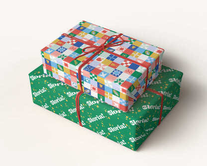 Christmas Patchwork | Catholic Christmas Wrapping Paper