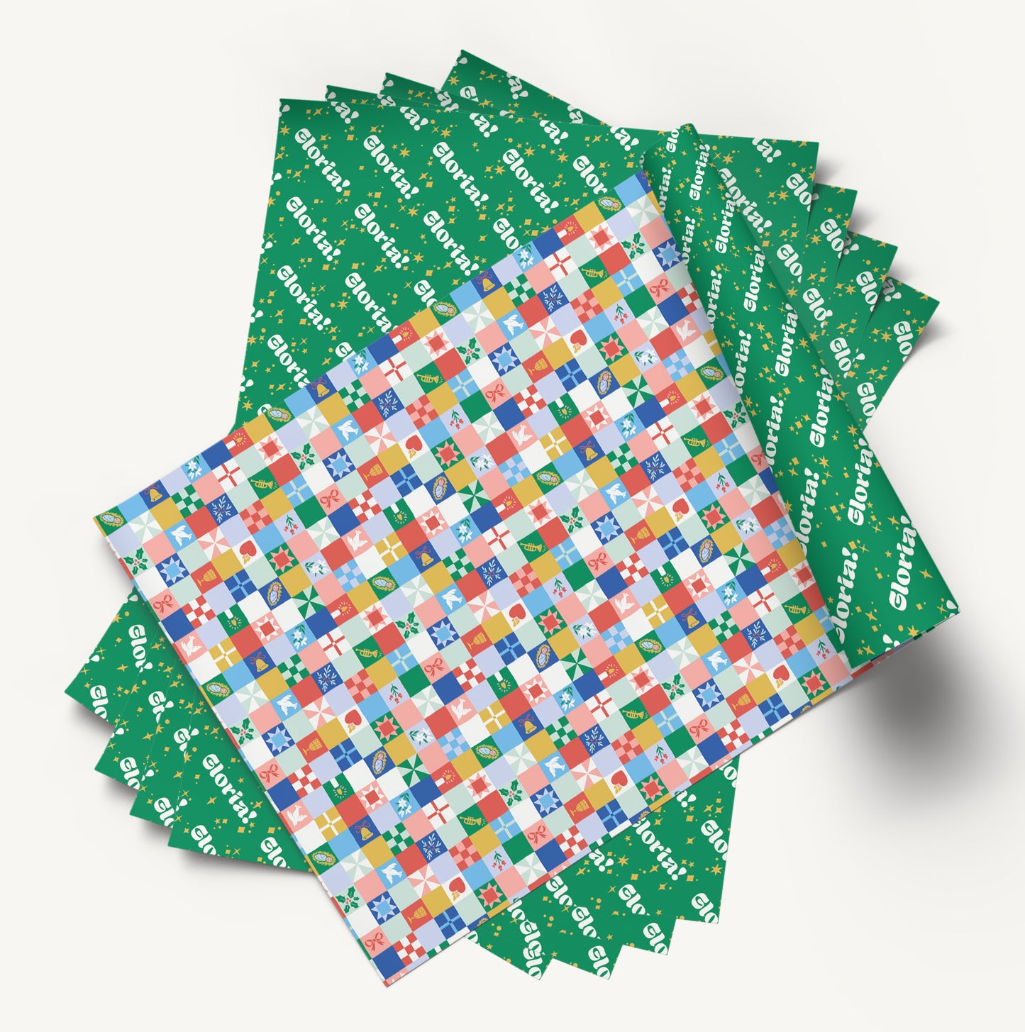 Christmas Patchwork | Catholic Christmas Wrapping Paper
