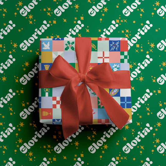 Christmas Patchwork | Catholic Christmas Wrapping Paper