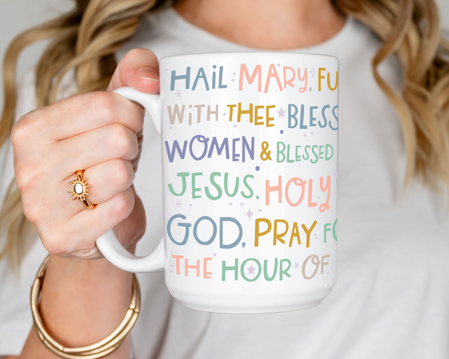 Hail Mary prayer coffee mug 15oz.