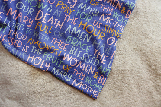 Hail Mary prayer fleece blanket.