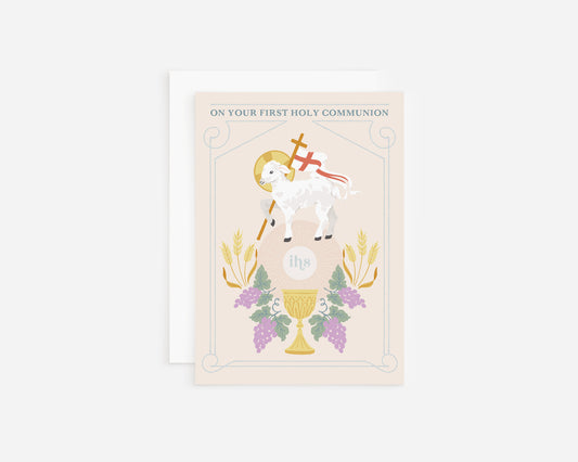 First Holy Communion Lamb of God | Catholic Greeting Card