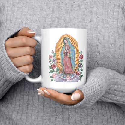 Our Lady of Guadalupe coffee mug available to buy now at Holy Hour Gifts.