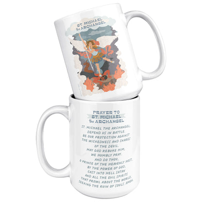 15oz Catholic Mug Saint Michael the Archangel with prayer.